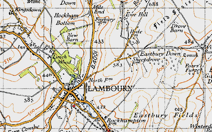 Old map of Bockhampton Down in 1947