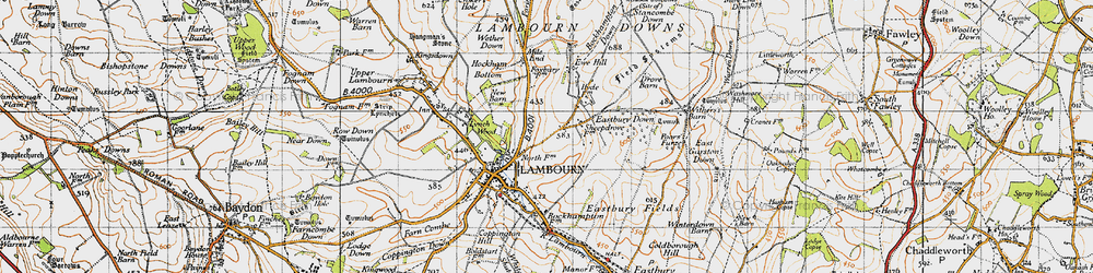 Old map of Bockhampton Down in 1947