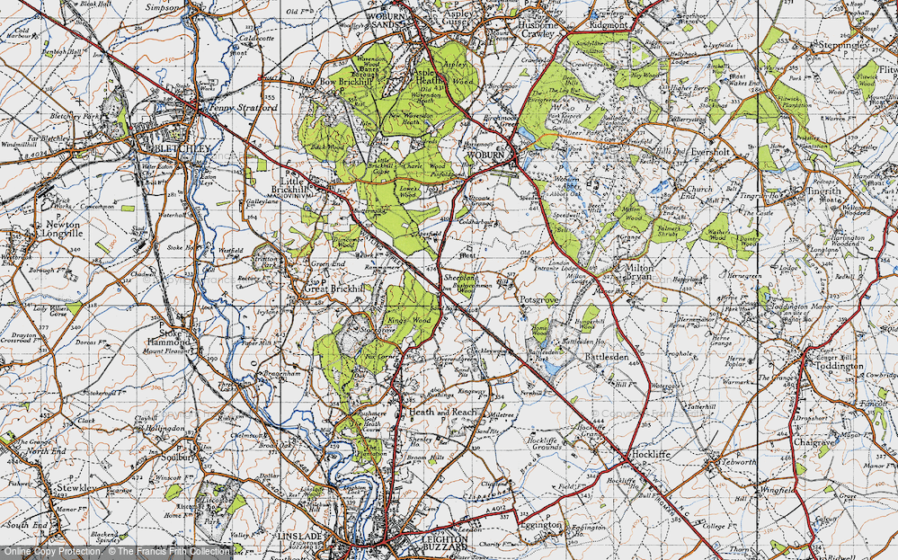 Old Map of Historic Map covering Bushycommon Wood in 1946