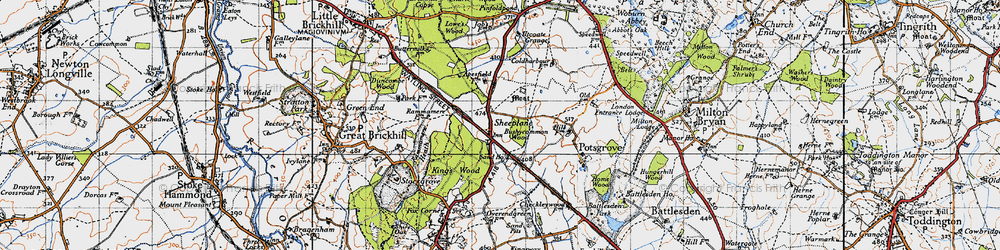 Old map of Bushycommon Wood in 1946
