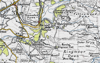 Old map of Ringmoor Down in 1946