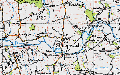 Old map of Sheepwash in 1946