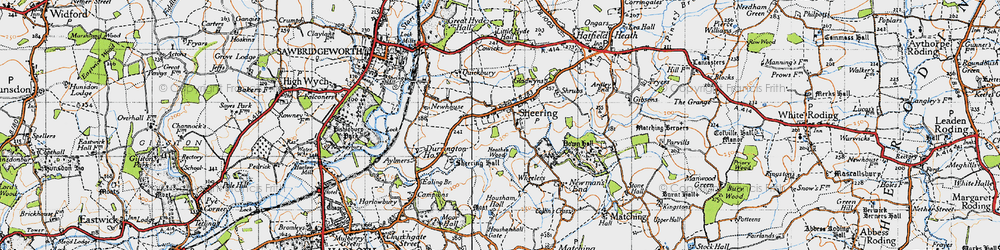 Old map of Sheering in 1946