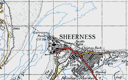 Old map of Sheerness in 1946