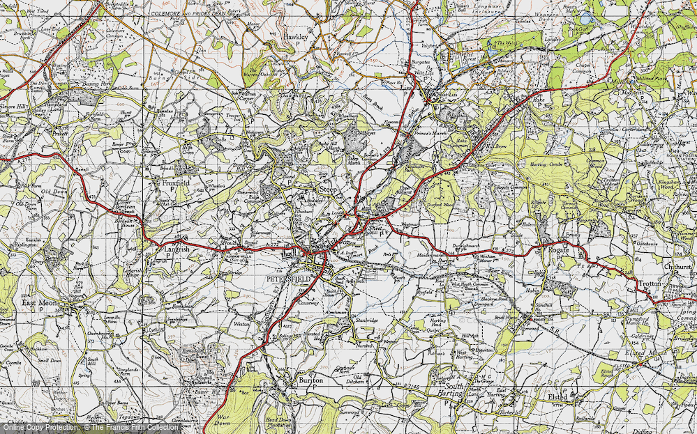 Old Map of Historic Map covering Adhurst St Mary in 1945