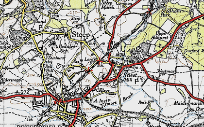Old map of Adhurst St Mary in 1945