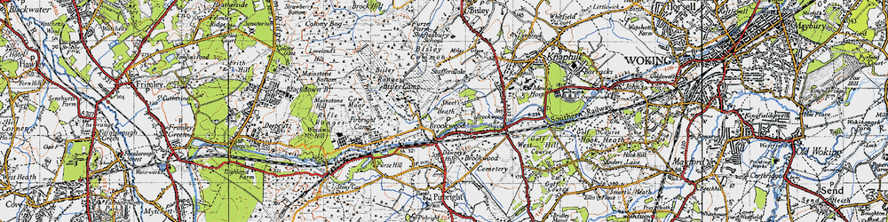 Old map of Bisley Common in 1940