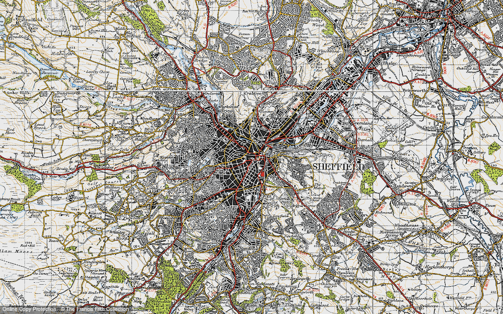 Old Map of Sheffield, 1947 in 1947