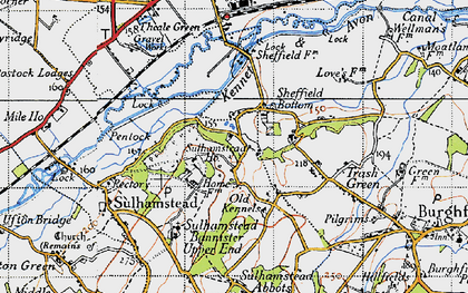 Old map of Sheffield Bottom in 1945