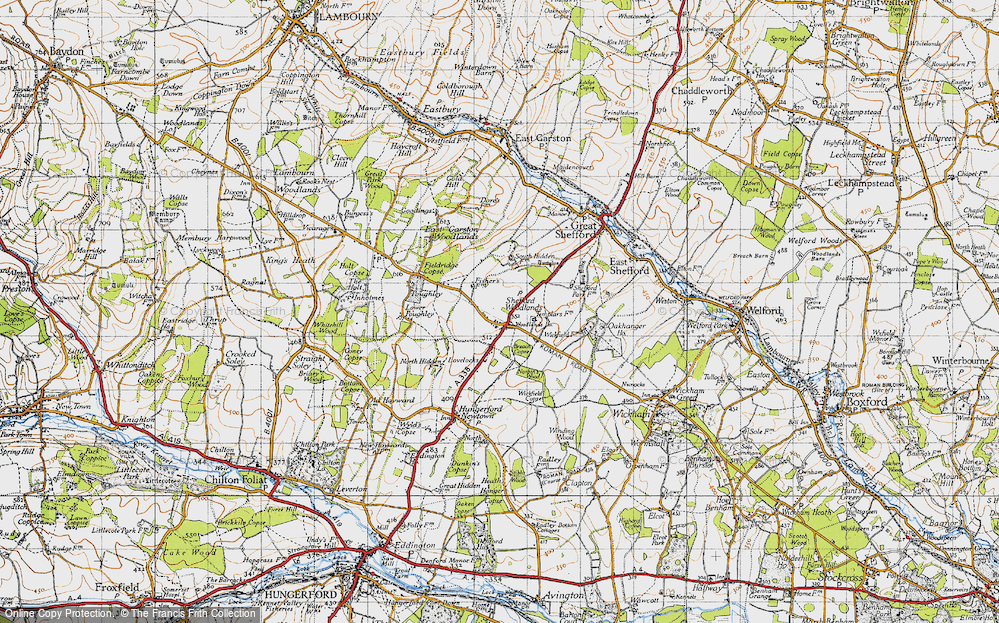 Old Map of Historic Map covering Breach Copse in 1945