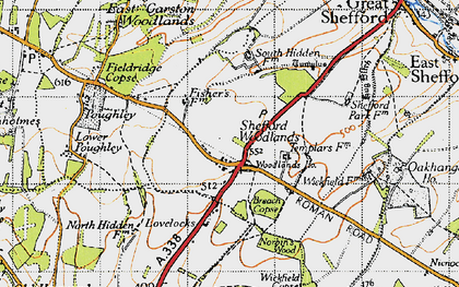 Old map of Shefford Woodlands in 1945