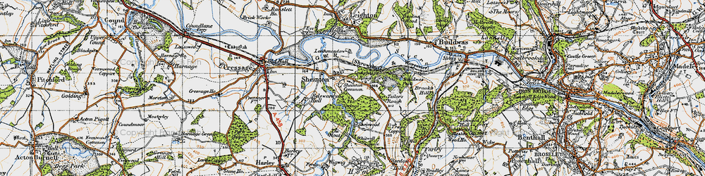 Old map of Belswardyne Hall in 1947