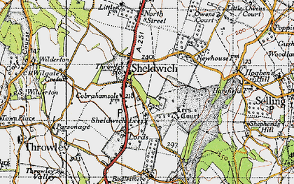 Old map of Sheldwich Lees in 1946