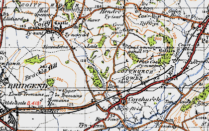 Old map of Hendre in 1947