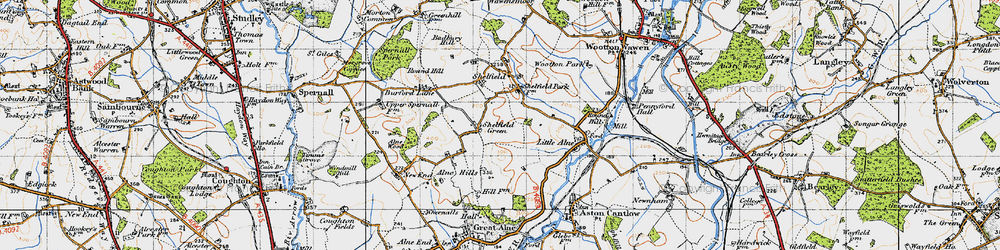 Old map of Shelfield Green in 1947