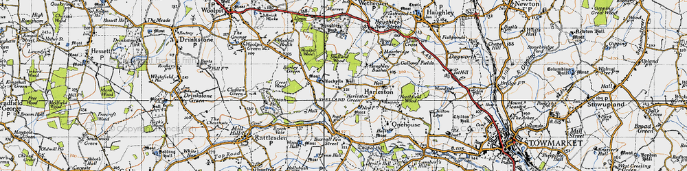 Old map of Shelland in 1946