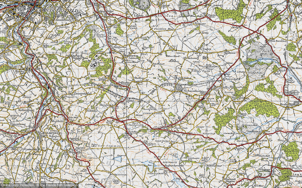 Old Map of Shelley Woodhouse, 1947 in 1947