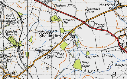 Old map of Shellingford in 1947
