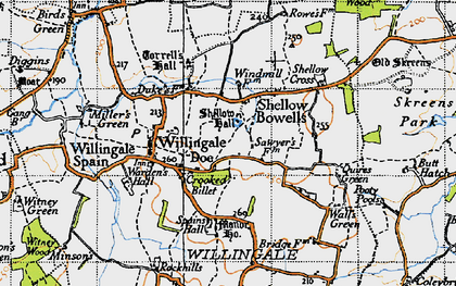 Old map of Shellow Bowells in 1946