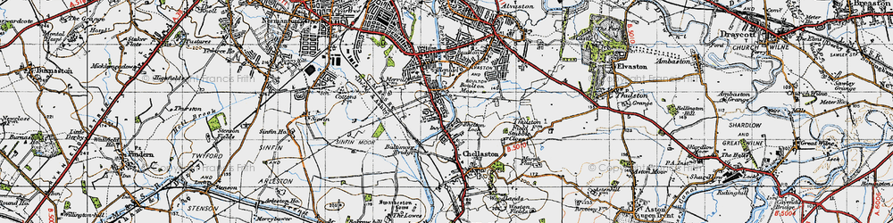 Old map of Shelton Lock in 1946