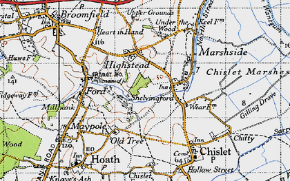 Old map of Shelvingford in 1947