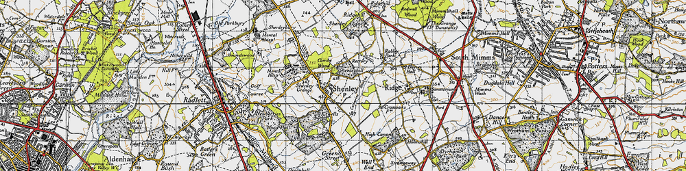 Old map of Shenley in 1946