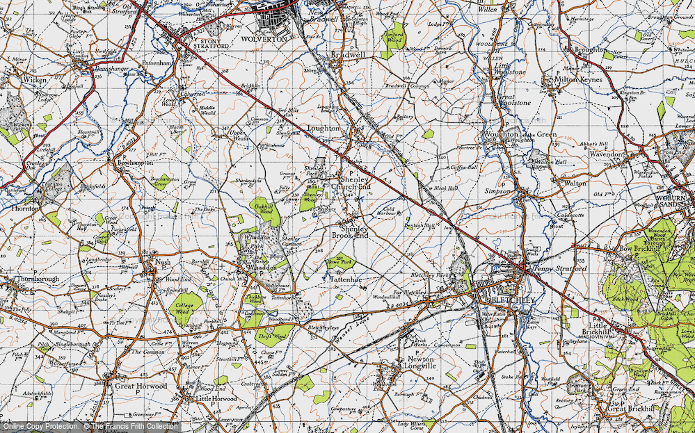 Old Map of Shenley Brook End, 1946 in 1946