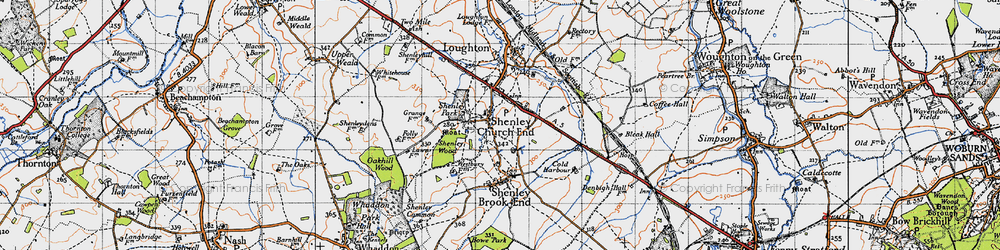 Old map of Shenley Church End in 1946