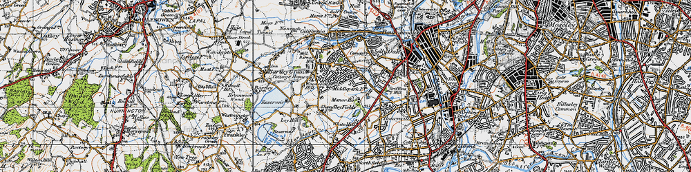 Old map of Shenley Fields in 1947