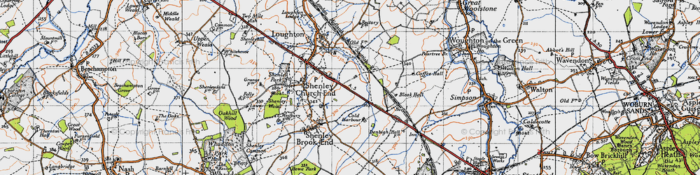 Old map of Shenley Lodge in 1946