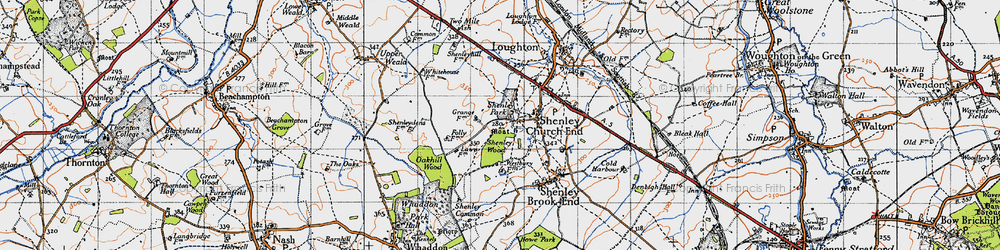 Old map of Shenley Wood in 1946