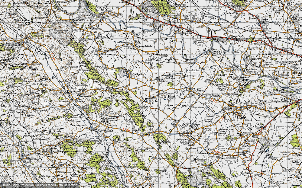 Old Map of Historic Map covering Batchy Hill in 1947
