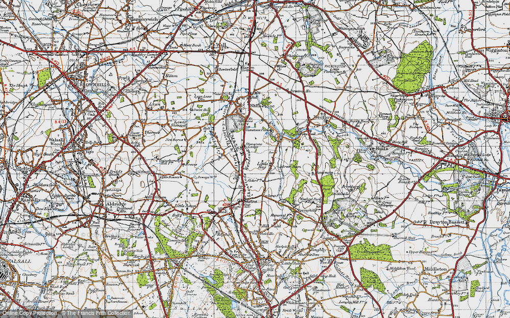 Old Map of Historic Map covering Shenstone Lodge School in 1946