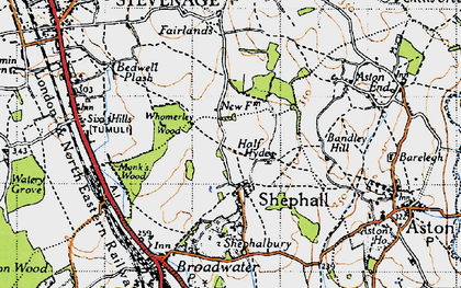 Old map of Shephall in 1946