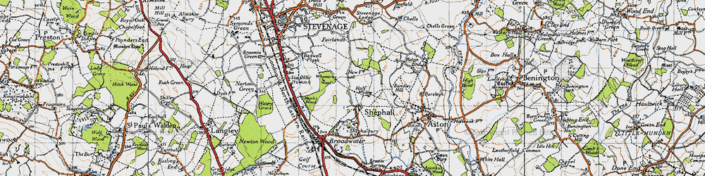 Old map of Shephall in 1946