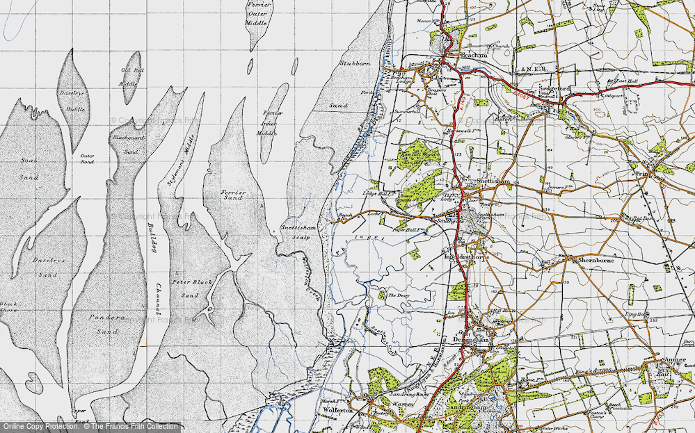 Old Map of Historic Map covering Wolferton Creek in 1946