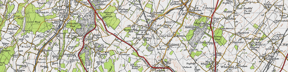 Old map of Shepherdswell in 1947