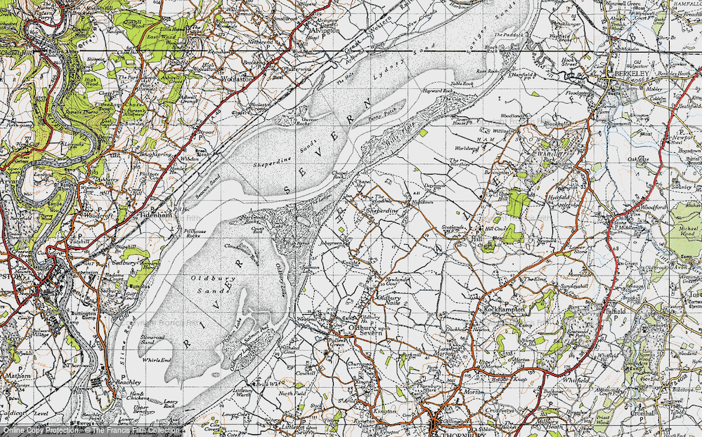 Old Map of Historic Map covering Ledges, The in 1946