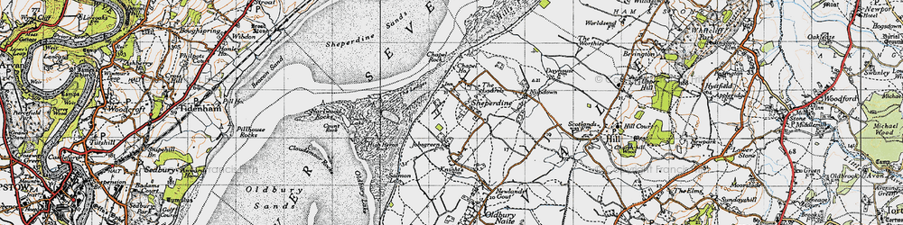 Old map of Shepperdine in 1946