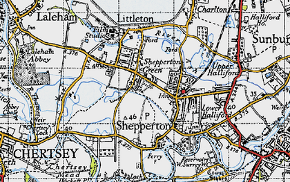 Old map of Shepperton Green in 1940