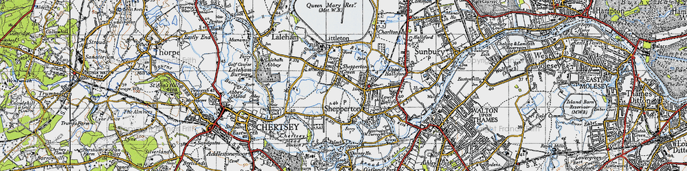 Old map of Shepperton Green in 1940