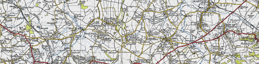 Old map of Shepton Beauchamp in 1945