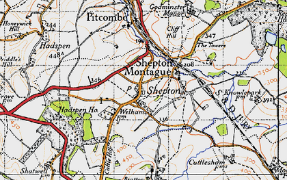 Old map of Shepton Montague in 1945