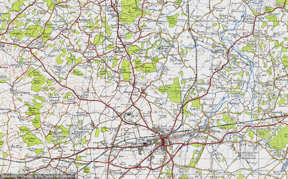 Old Map of Sherborne St John, 1945 in 1945