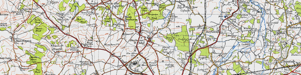 Old map of Sherborne St John in 1945