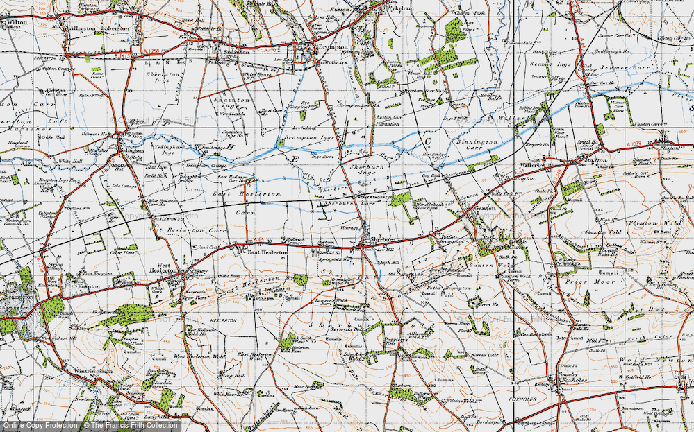 Old Map of Historic Map covering Brompton Ings in 1947