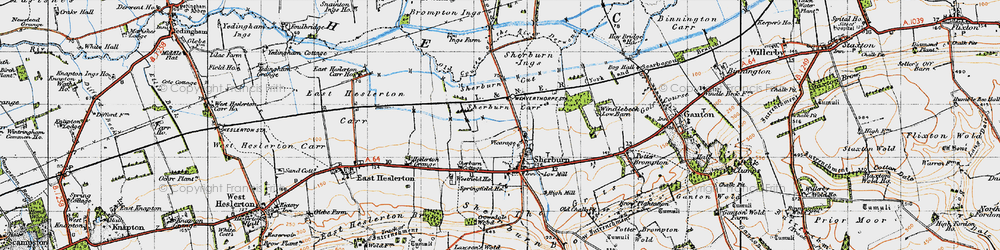 Old map of Brompton Ings in 1947