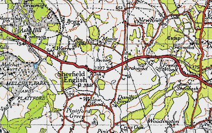 Old map of Sherfield English in 1940