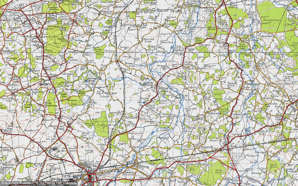 Old Map of Sherfield on Loddon, 1945 in 1945