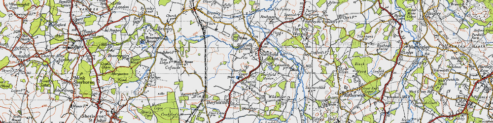 Old map of Sherfield on Loddon in 1945